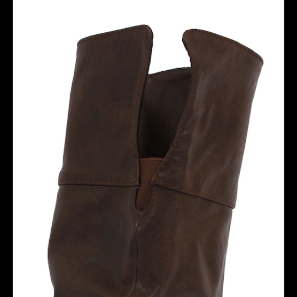 Brown slouchy hidden wedge knee high boot - Picture 4 of 4